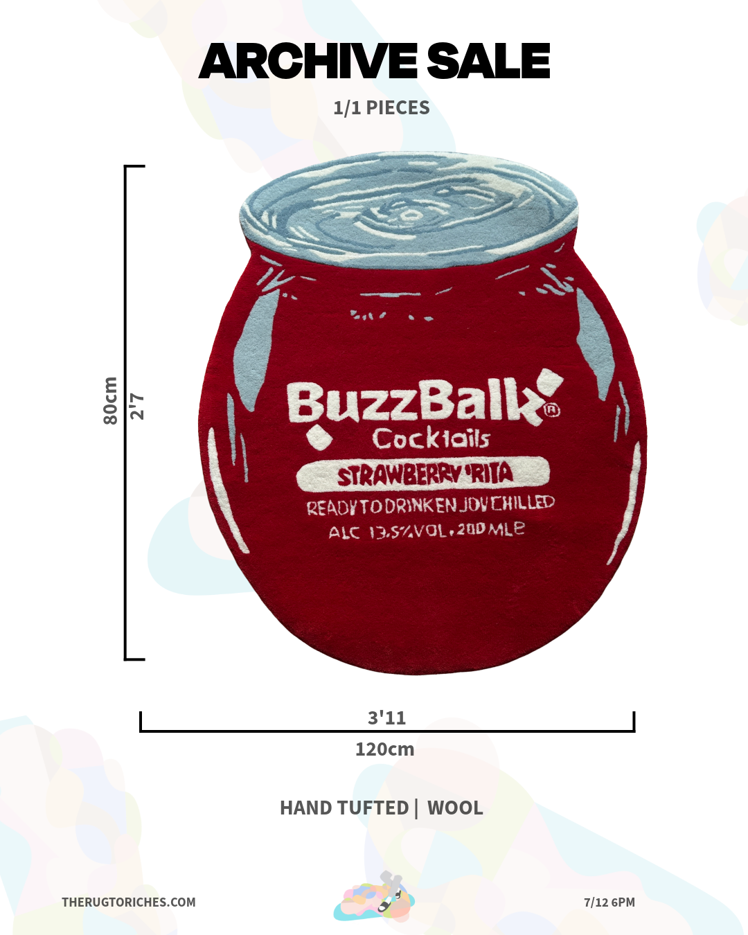 ‘BUZZBALL STRAWBERRY’ HANDTUFTED RUG